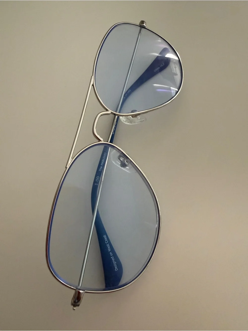 Caddis Blue Lens Aviator Glasses 1.0- Sleek Silver Frame